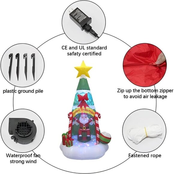 ⚡7 FT Christmas Inflatable Tree Santa and Gift Boxes Blow Up Outdoor Decoration - Picture 4 of 7